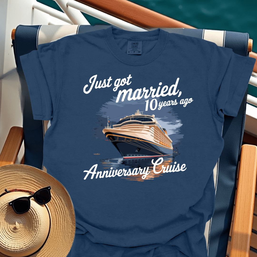 Just Got Married 10 Years Ago Anniversary Cruise Ship T-Shirt