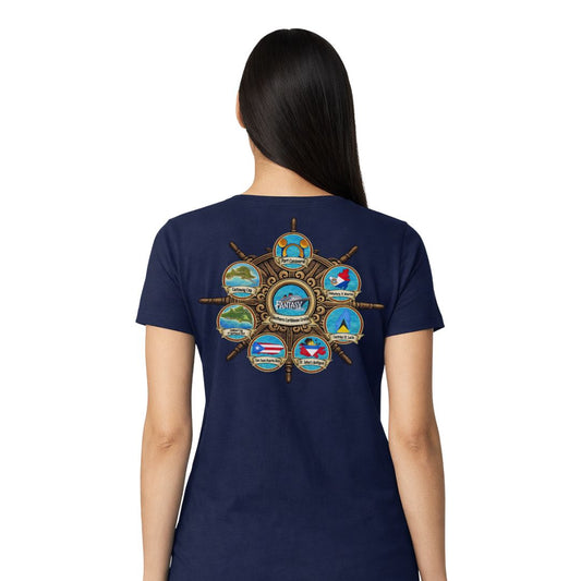 Fantasy Southern Caribbean Cruise 2026 Ships Wheel Unisex V-Neck T-Shirt